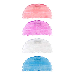 Multi Color Elongated Translucent Scallop Edge Hair Clip Set - Adina Eden's Jewels