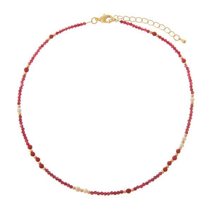 Red Dainty Ruby Red Seed Beaded Pearl Choker Necklace - Adina Eden's Jewels