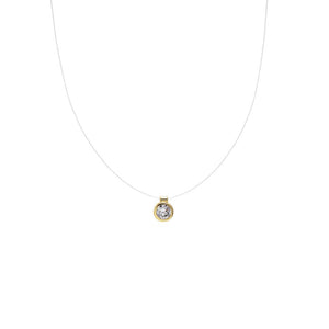 CZ Round Bezel Illusion Cord Choker Necklace