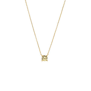 CZ Yellow Round Solitarie Charm Necklace