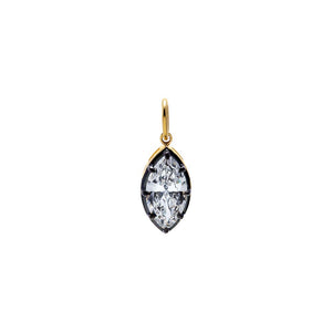 14K Gold / 3CT Lab Grown Diamond 3 Carat Marquise Black Enamel Charm 14K - Adina Eden's Jewels