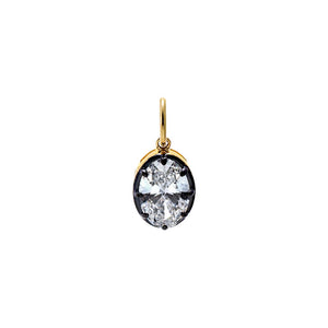 14K Gold / 3CT Lab Grown Diamond 3 Carat Oval Encased Charm 14K - Adina Eden's Jewels