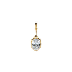 14K Gold / 3CT Lab Grown Diamond Vintage Oval Prong Set Charm 14K - Adina Eden's Jewels