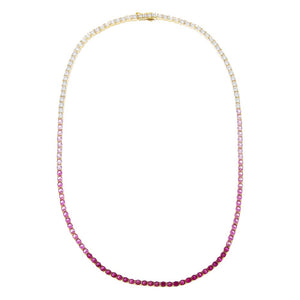 Pink Pink Ombre CZ Tennis Necklace - Adina Eden's Jewels