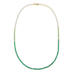 Emerald Green Green Ombre CZ Tennis Necklace - Adina Eden's Jewels