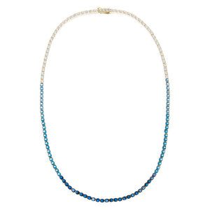 Sapphire Blue Blue Ombre CZ Tennis Necklace - Adina Eden's Jewels