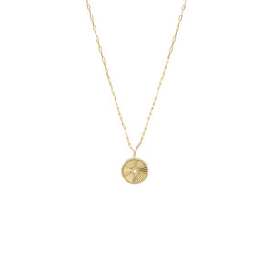 Gold Star of David Sunburst Disc Pendant Chain Necklace - Adina Eden's Jewels