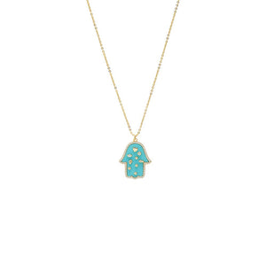 Turquoise Hamsa Turquoise Multi Charms Pendant Necklace - Adina Eden's Jewels
