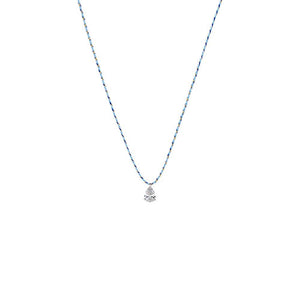 Silver CZ Pear Solitaire Twisted Silk Cord Choker Necklace - Adina Eden's Jewels