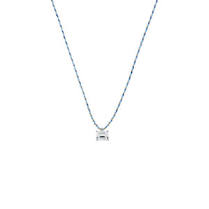 Silver CZ Emerald Solitaire Twisted Silk Cord Choker Necklace - Adina Eden's Jewels