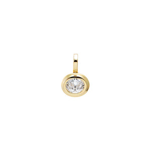 Gold CZ Oval Double Layer Bezel Charm - Adina Eden's Jewels