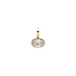 Gold CZ Oval Thick Bezel Charm - Adina Eden's Jewels