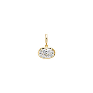 Gold CZ Oval Cut Solitaire Basket Charm - Adina Eden's Jewels
