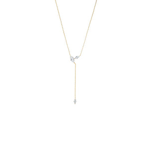Gold CZ Marquise Cluster Lariat Necklace - Adina Eden's Jewels