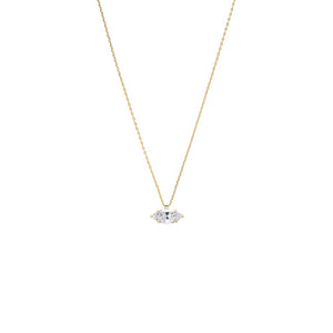 Gold CZ Marquise Solitaire Chain Necklace - Adina Eden's Jewels