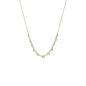 14K Gold Lab Grown Diamond Graduated Station Link Chain Necklace 14K - Adina Eden's Jewels