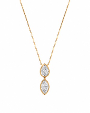Gold Lab Grown Diamond Pear/Marquise Bezel Charm Necklace - Adina Eden's Jewels