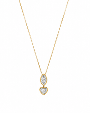 Gold Lab Grown Diamond Marquise/Heart Bezel Charm Necklace - Adina Eden's Jewels