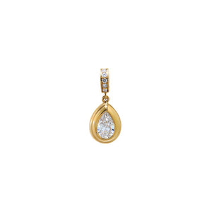 14K Gold Lab Grown Diamond Pear Elevated Bezel Charm 14K - Adina Eden's Jewels