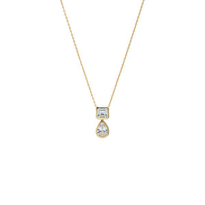 Mixed Cut CZ Drop Necklace