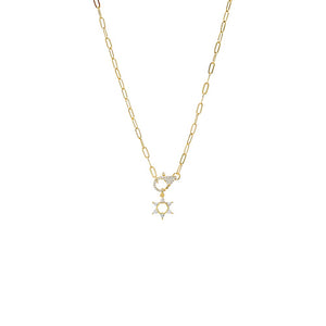 CZ Star of David Clasp Charm Necklace