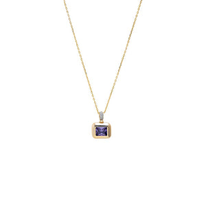 Purple Amathyst Pear Cut Drop Pendant Necklace