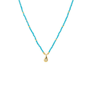 Turquoise Beaded Teardrop Pendant Necklace - Adina Eden's Jewels