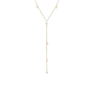 Gold Pearl & Ball Drop Lariat Necklace - Adina Eden's Jewels