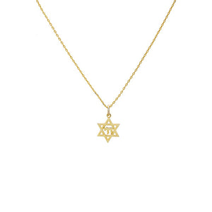 Gold Star of David “Chai” Pendant Necklace - Adina Eden's Jewels