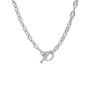 Silver Chunky Anchor Link Toggle Necklace - Adina Eden's Jewels