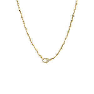 Gold Beaded Ball Chain Pavé Lock Necklace - Adina Eden's Jewels