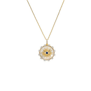 Mother of Pearl Mother of Pearl Evil Eye Pendant Necklace - Adina Eden's Jewels