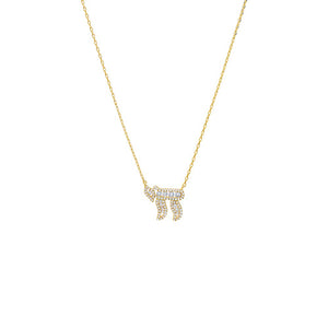 Gold Lab Grown Diamond Pave Chai Charm Necklace - Adina Eden's Jewels