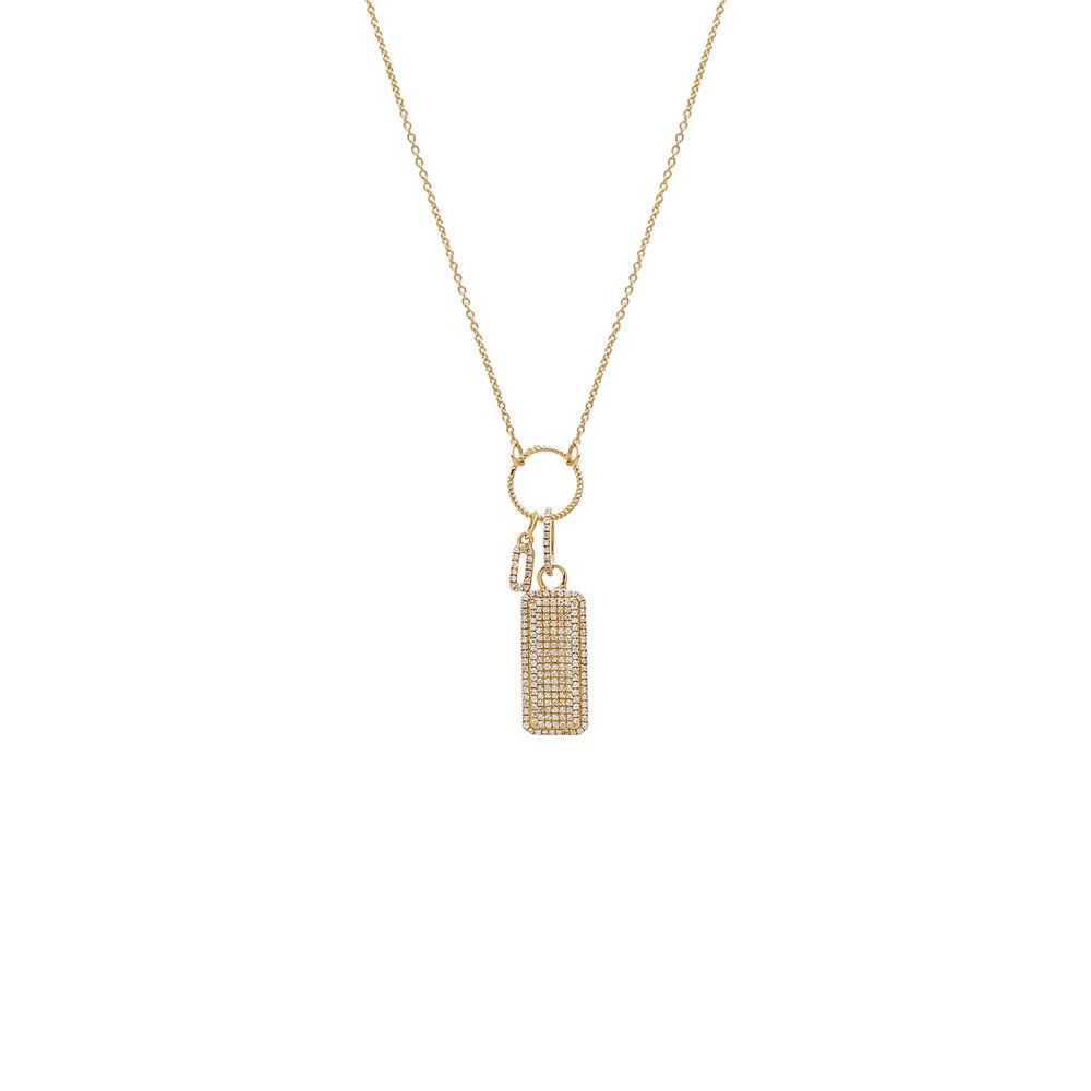 14K Gold Diamond Mini Tag & Chain Charm Duo Necklace14K - Adina Eden's Jewels
