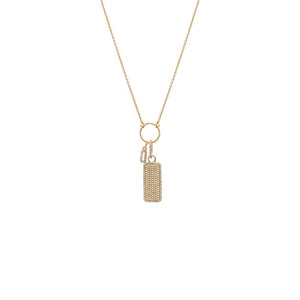 14K Gold Diamond Mini Tag & Chain Charm Duo Necklace14K - Adina Eden's Jewels
