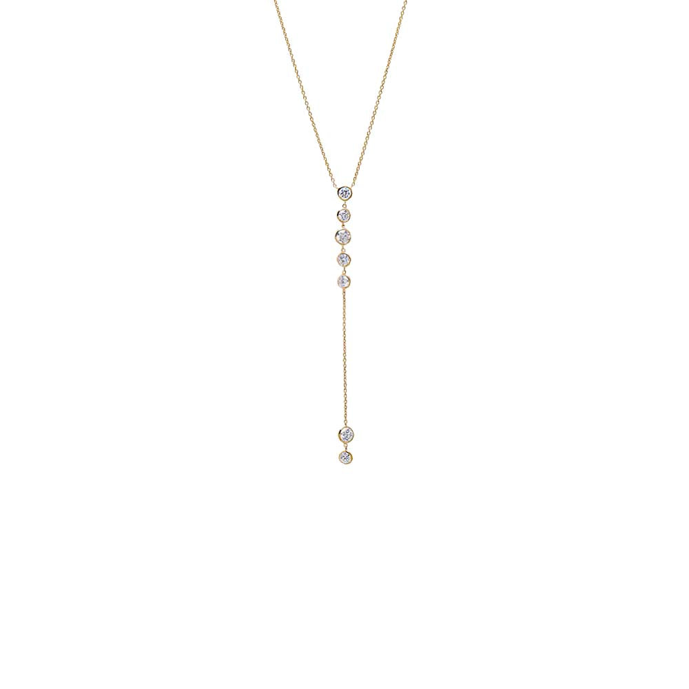 14K Gold Lab Grown Diamond Vertical Drop Lariat Necklace 14K - Adina Eden's Jewels