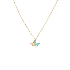 Multi-Color/14K Gold Kids Pastel Butterfly Necklace 14K - Adina Eden's Jewels