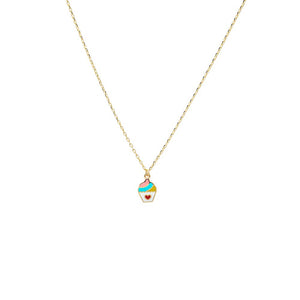 Multi-Color/14K Gold Kids Rainbow Cupcake Necklace 14K - Adina Eden's Jewels