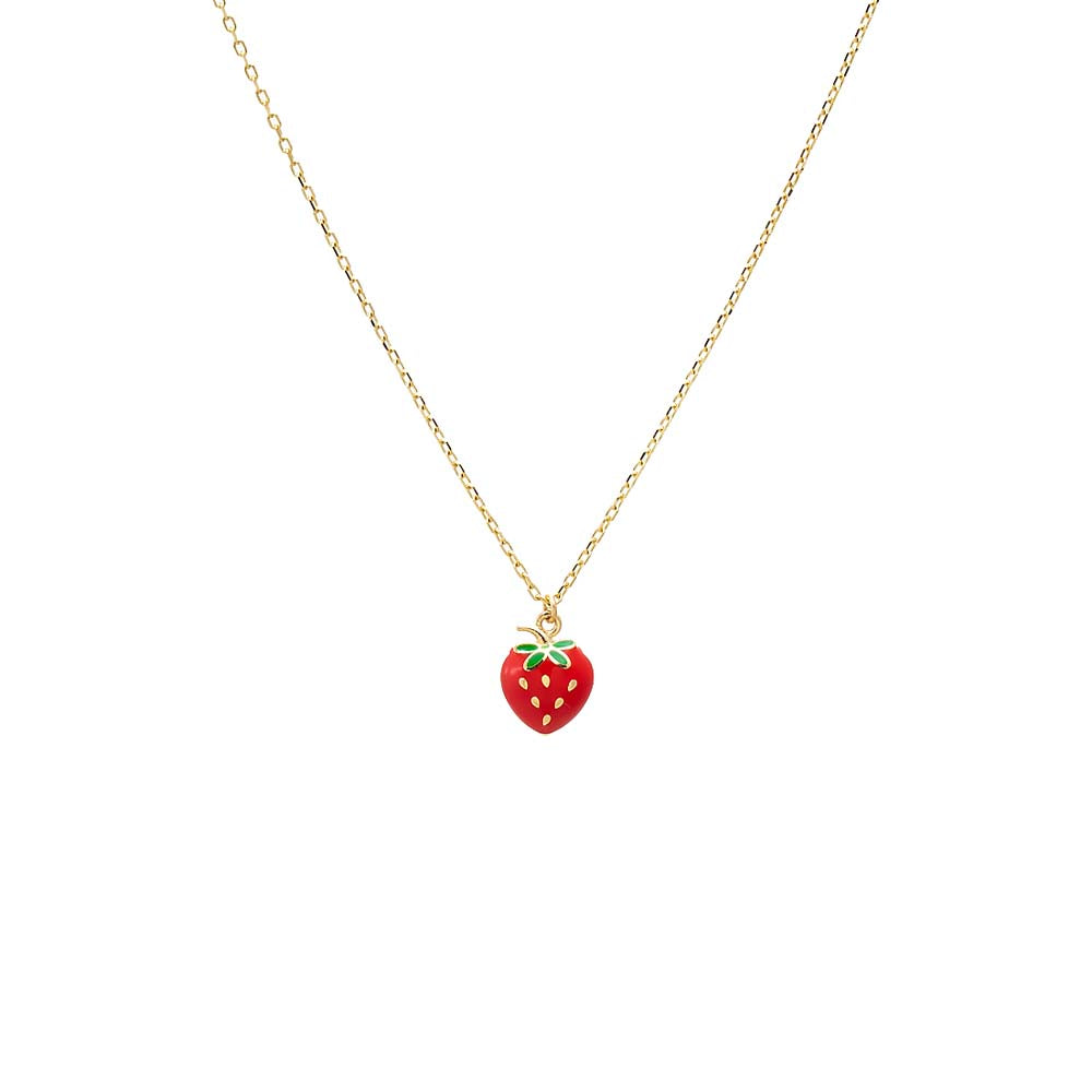 Red Kids Strawberry Necklace 14K - Adina Eden's Jewels
