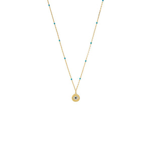 Colored Enamel Evil Eye Disc Necklace