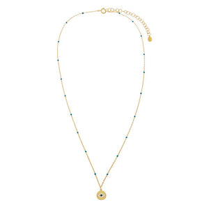 Colored Enamel Evil Eye Disc Necklace
