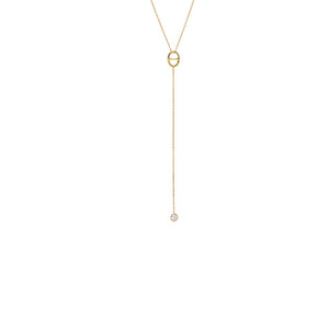 14K Gold Mariner & Dangling Bezel Lariat Necklace 14K - Adina Eden's Jewels