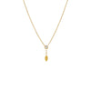 14K Gold Diamond Bezel Curb Link Drop Lariat Necklace 14K - Adina Eden's Jewels