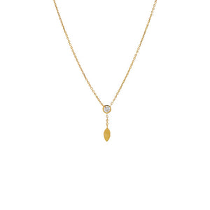 14K Gold Diamond Bezel Curb Link Drop Lariat Necklace 14K - Adina Eden's Jewels