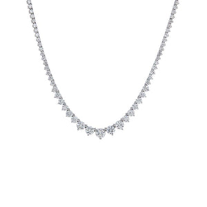 Lab Grown Diamond Graduated 14CT 3 Prongs Tennis Necklace 14K