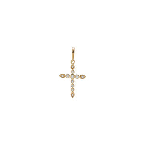 14K Gold CZ Bezel Cross Charm 14K - Adina Eden's Jewels