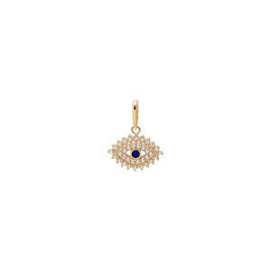 14K Gold CZ & Sapphire Blue Evil Eye Charm 14K - Adina Eden's Jewels
