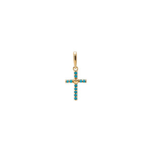 14K Turquoise Turquoise Cross Charm 14K - Adina Eden's Jewels
