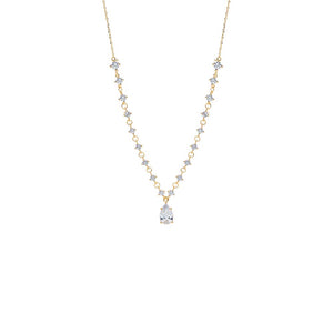 Gold CZ Fancy Tennis W/ Pear Drop Necklace - Adina Eden's Jewels
