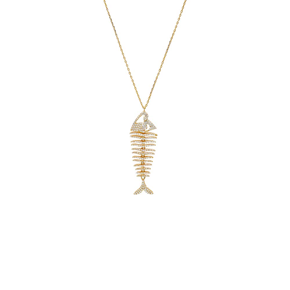 Gold Edgy Fishbone Chain Necklace - Adina Eden's Jewels